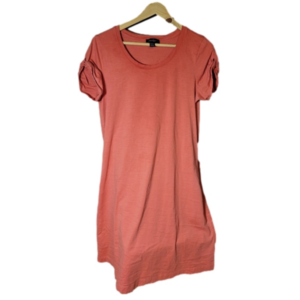 Lord & Taylor medium tee shirt dress pockets loop knot short sleeve peachy orang